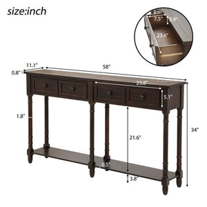 Espresso Console Table with Two Storage Drawers and Bottom Shelf for Living Room or Entryway Easy Assembly Console Sofa Table