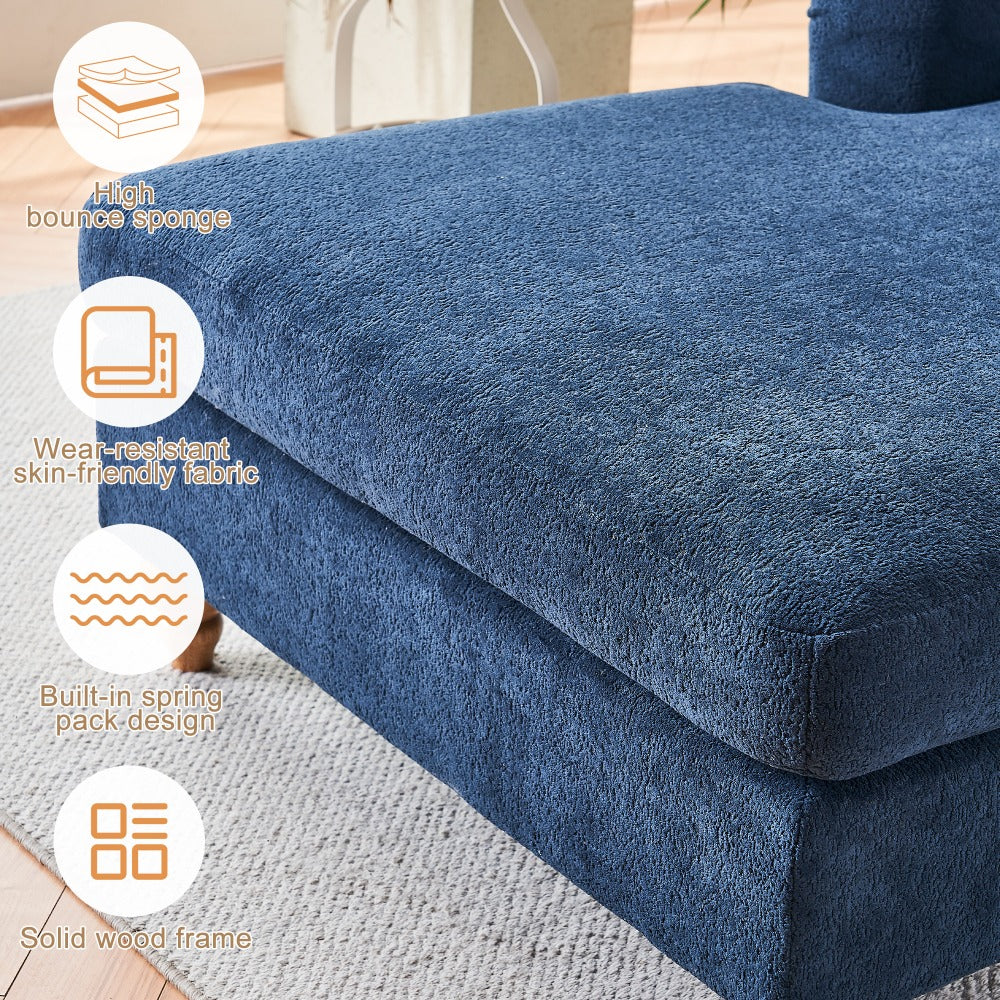 Modern Mid-Century Indoor Oversized Chaise Lounger Comfort Sleeper Sofa with Soild Wood Legs