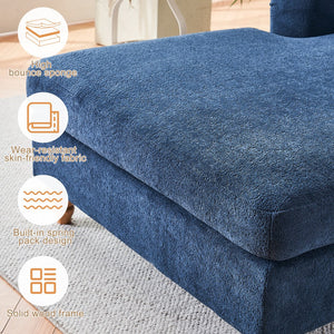 Modern Mid-Century Indoor Oversized Chaise Lounger Comfort Sleeper Sofa with Soild Wood Legs