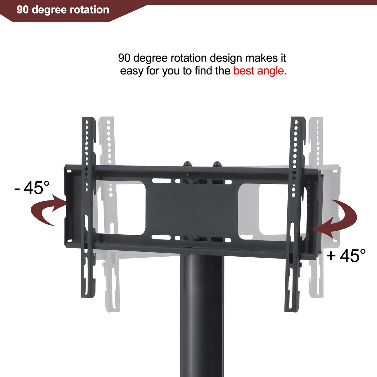 Black Multi-function TV Stand Height Adjustable Bracket Swivel 3-Tier for Living Room Furniture