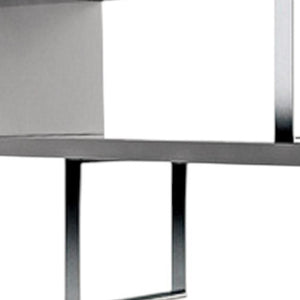 HMS 67 Three-Tier Etagere Bookcase in Gray and Silver Metal and Wood Three-Tier Bookcase