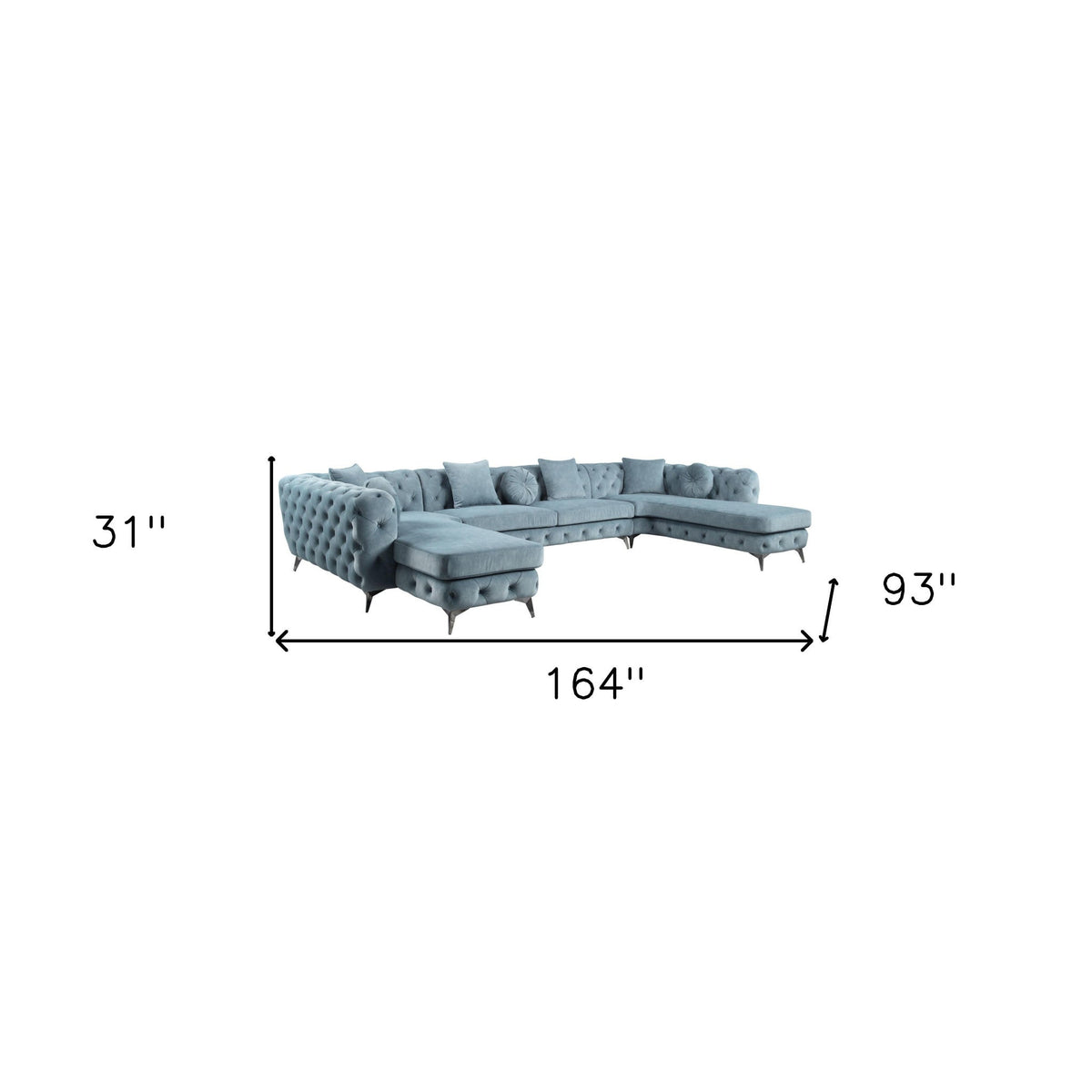 hms Deep Green Leather Match U Shaped Three Piece Seating Component And Toss Pillows