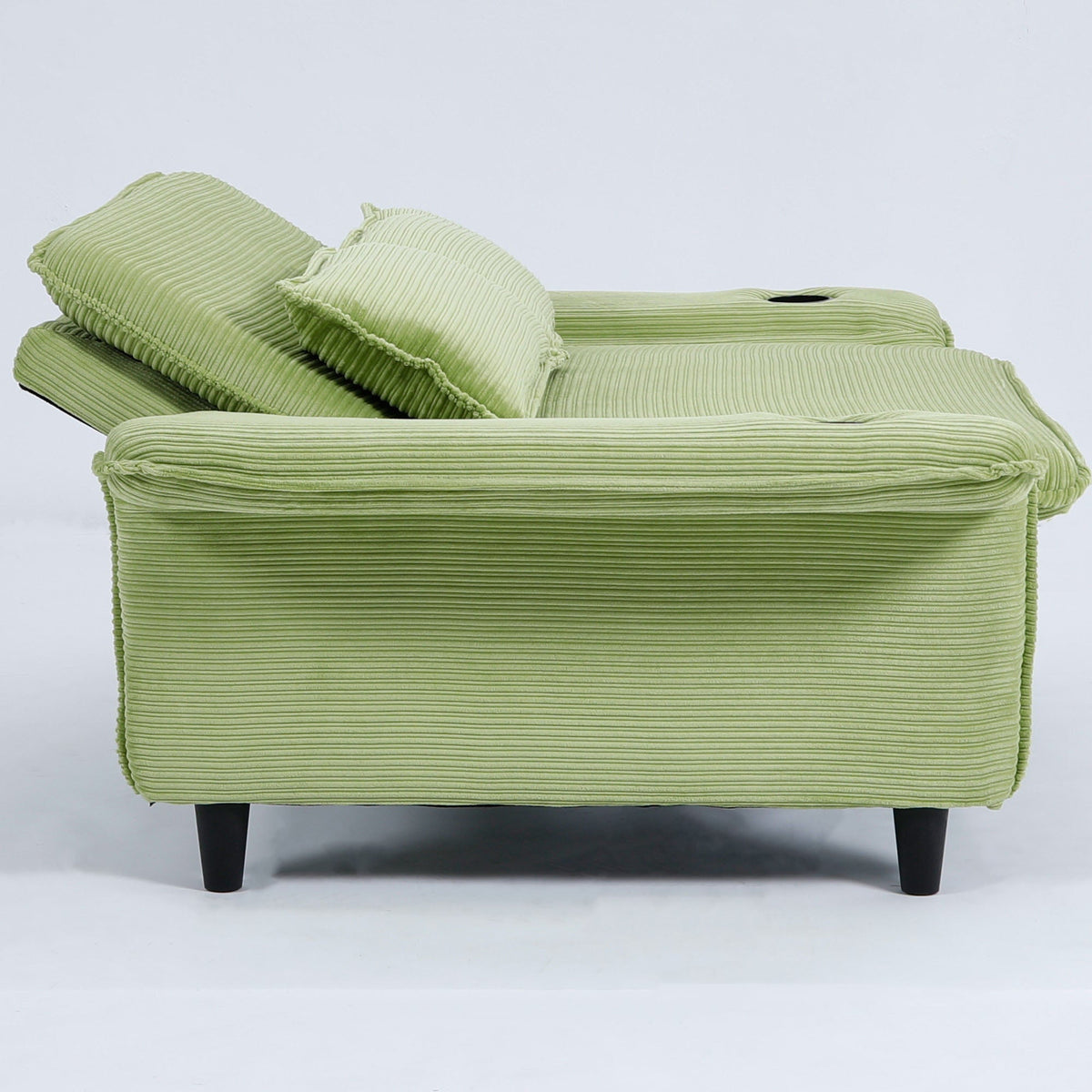 Adjustable Armrests and Backrests 65.74-Inch  Striped Fabric Multi-Functional Sofa Bed for Bedrooms and Living Rooms