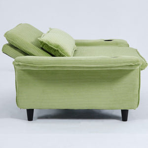 Adjustable Armrests and Backrests 65.74-Inch  Striped Fabric Multi-Functional Sofa Bed for Bedrooms and Living Rooms