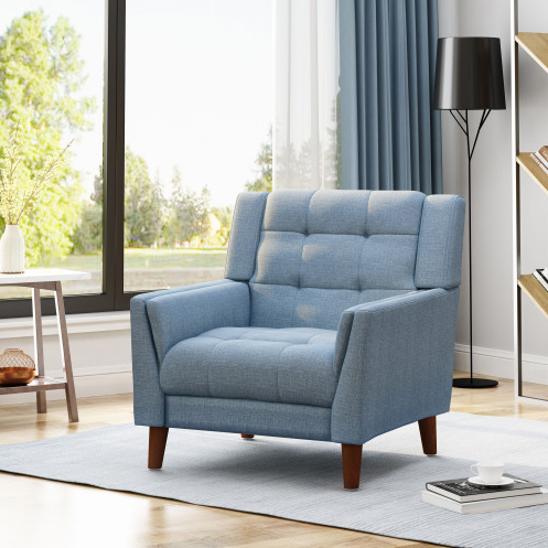 FCJ Greenmont Luxury Upholstered Armchair Convertible Accent Chair Extendable Massage Feature for Home Office Living Room Bar