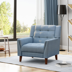 FCJ Greenmont Luxury Upholstered Armchair Convertible Accent Chair Extendable Massage Feature for Home Office Living Room Bar