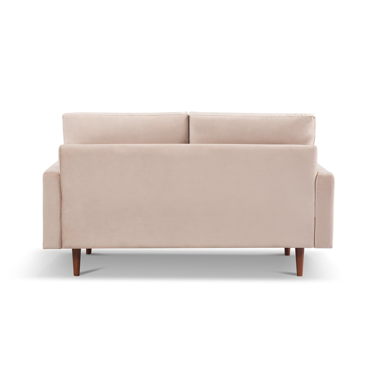 HMS 69 Beige Boucle Velvet Chesterfield Sofa with Dark Brown Legs One Seat Extendable for Living Room Sponge Filled