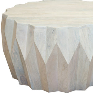 HMS 32\" Durable Block Coffee Table Off-White Solid Wood Traditional Antique Style Modern Simple Design for Living Room Tea Use
