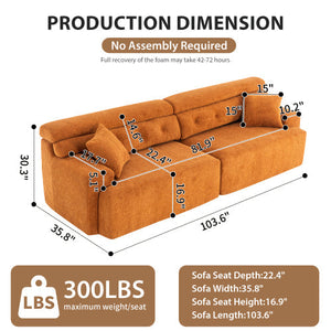 LY-029 Orange 4-Seater Combined Sofa Wood Grain Chenille Fabric Full Sponge Compression Orangutan Home Furniture Apartment FCJ"