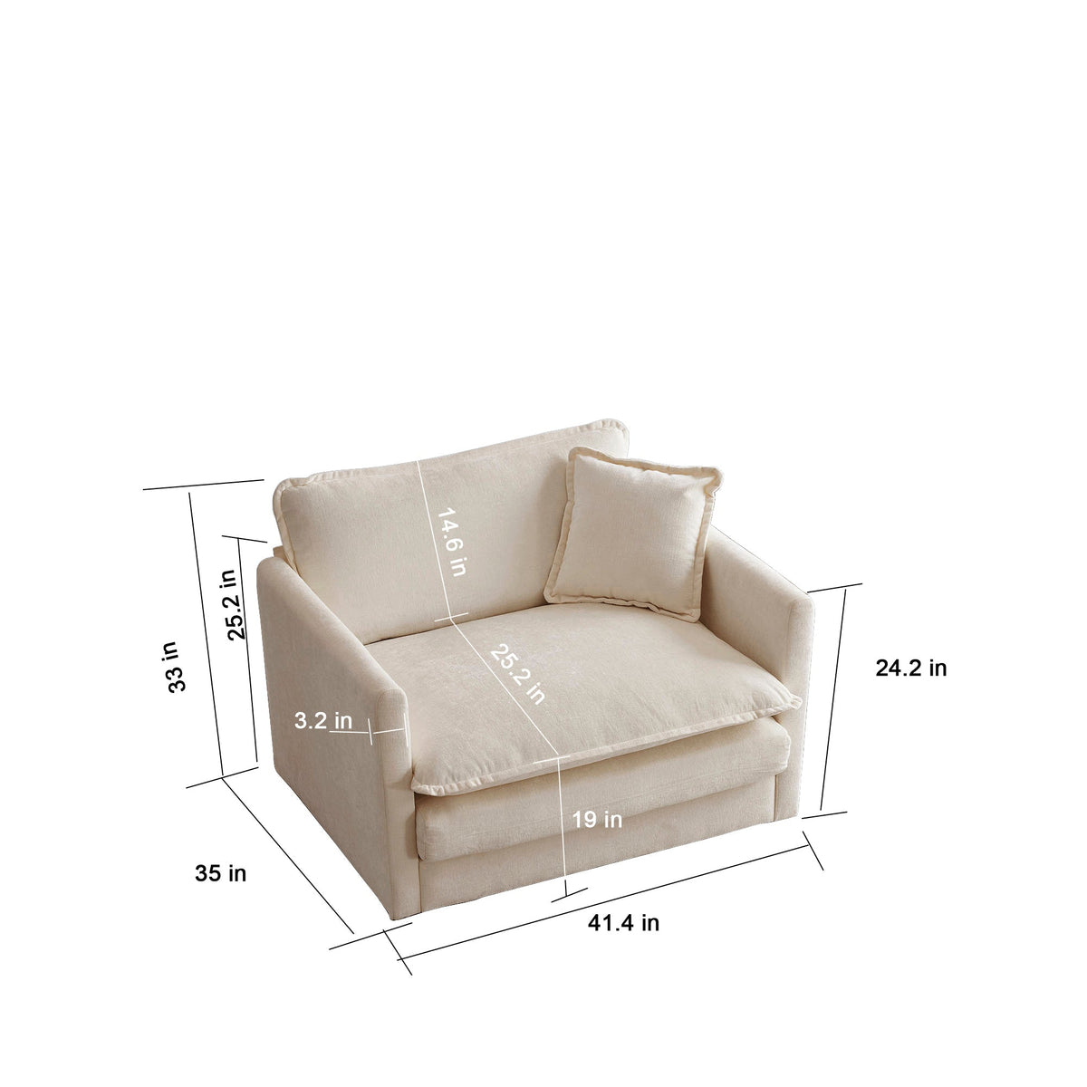 Modern Accent Chair with Ottoman Living Room Club Chair Chenille Upholstered Armchair Reading Chair for Bedroom