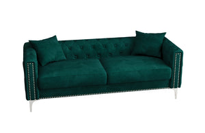Modern 83-Inch Triple Mid-Century Upholstered Velvet Sofa Free Shipping for Living Room Dining Bedroom Fabric Metal Material