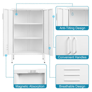 White Kitchen Pantry Storage Cabinet Tall Steel Cabinet Locker for Kitchen  Living Room Dining Room