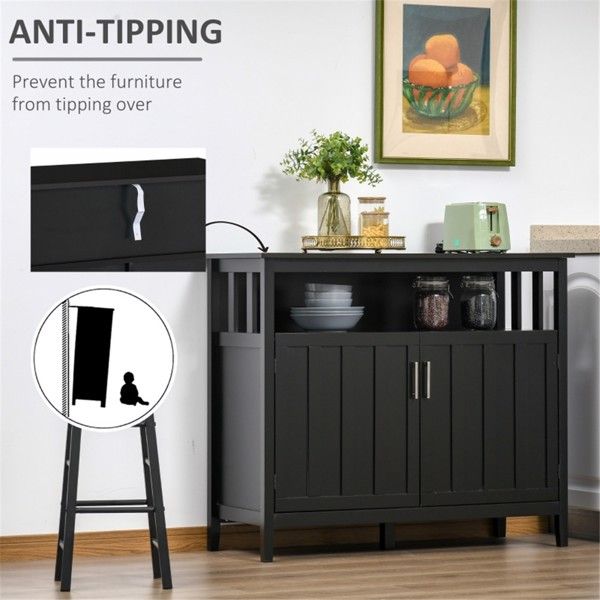 Black Kitchen Cabinet Stylish Display & China Cabinet
