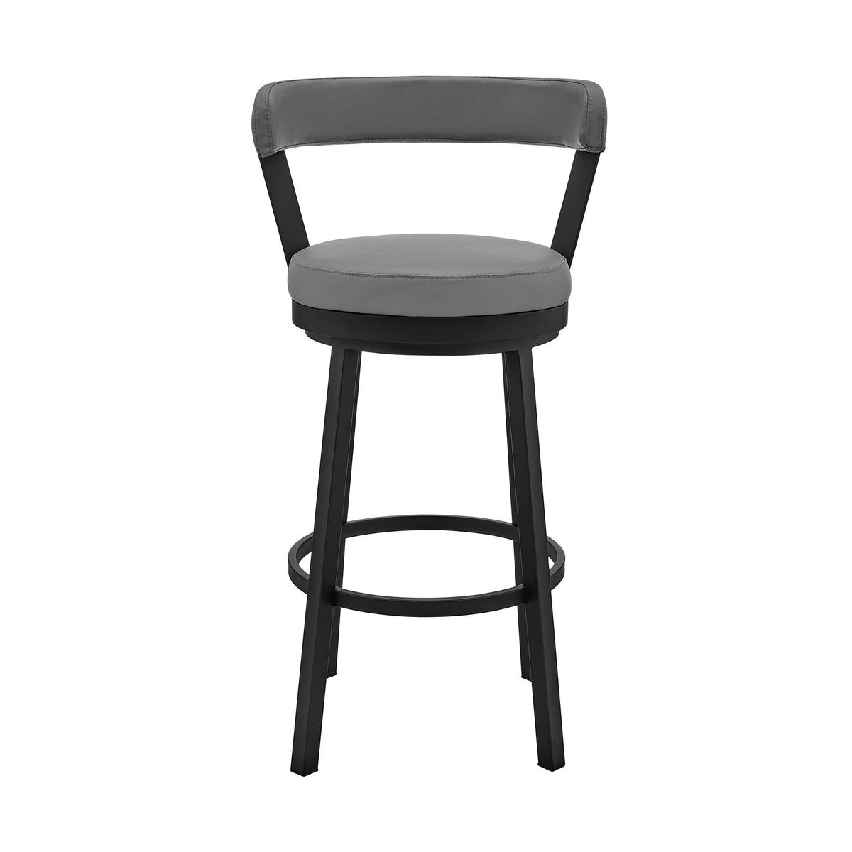 HMS 26\" Gray and Black Fabric Counter Height Swivel Bar Chair Living Room Iron Chair with Stylish Design