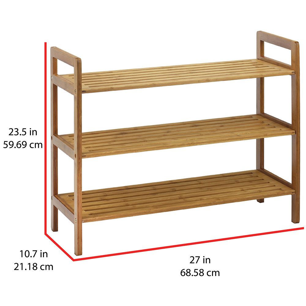 3-Tier Natural Bamboo Shoe Rack