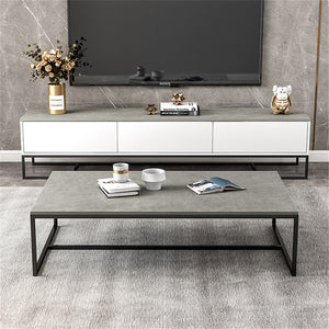 US Free Shipping Modern Living Room Center Furniture Coffee Table Marble Pattern Tea Table with Open Storage