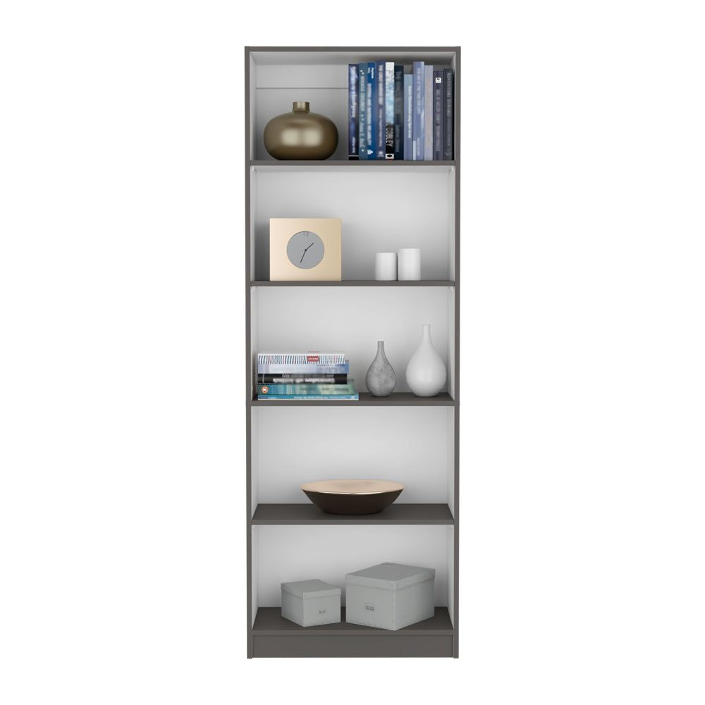 Benzoni Office 4-Shelf Bookcase in Matt Gray/White Color
