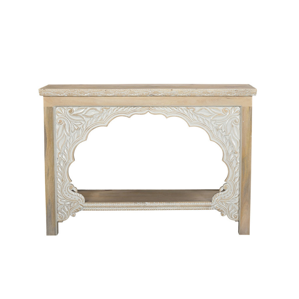 HMS 56 Natural Solid Reclaimed Wood Distressed Console Table with Shelf for Entry Villa Living Room Hotel Bedroom Decoration
