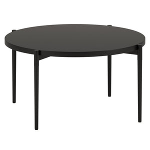 HMS 32\" Antique European Round Coffee Table Black Steel with Marble and Stone Finish for Living Room Furniture