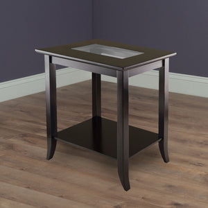 Genoa Rectangular Console Table with Glass Top and Shelf Elegant End Table