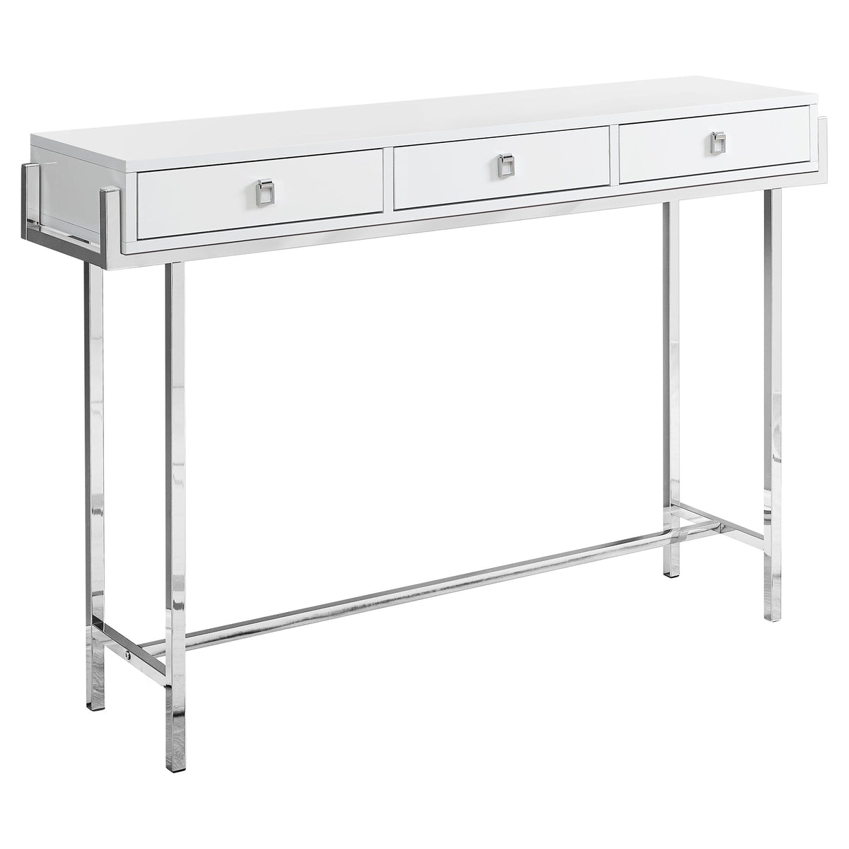 HMS 48\" White Silver MDF Console Table Drawers Accent Rustic/minimalist for Entry Villa Living Room Hotel Bedroom Rustic Decor