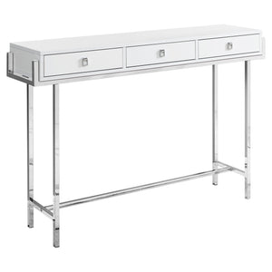 HMS 48\" White Silver MDF Console Table Drawers Accent Rustic/minimalist for Entry Villa Living Room Hotel Bedroom Rustic Decor