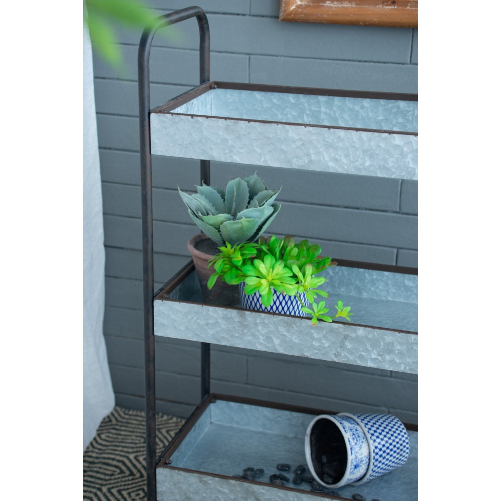 35x12.5x40" Homestead Galvanized Shelf Display 3-tier