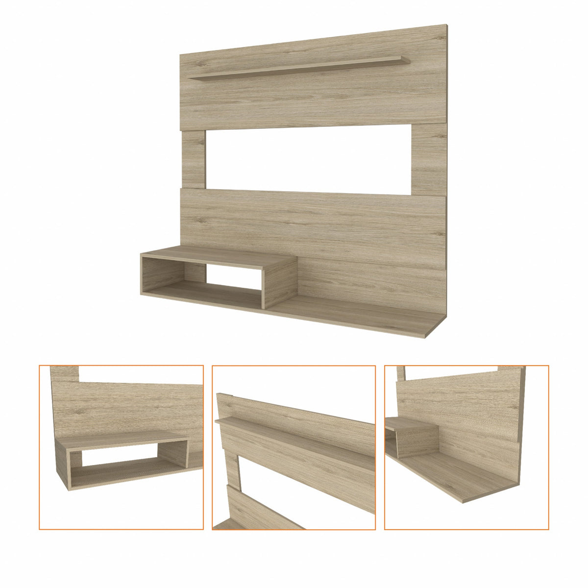 HMS 55 Light Pine Open Shelving TV Stand Elegant Entertainment Center with Open Storage
