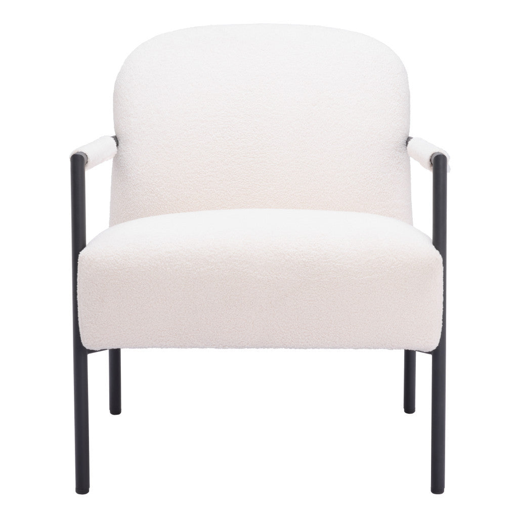 HMS 26\" Ivory Black Sherpa Faux Shearling Arm Chair Reclining Feature for Home Office Living Room Modern Design Home Furniture
