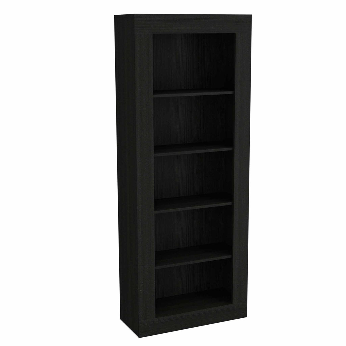 HMS Five Tier Black Bookshelf Rustic Oak Wood for Home Office Workshop Living Room Bedroom or School Use
