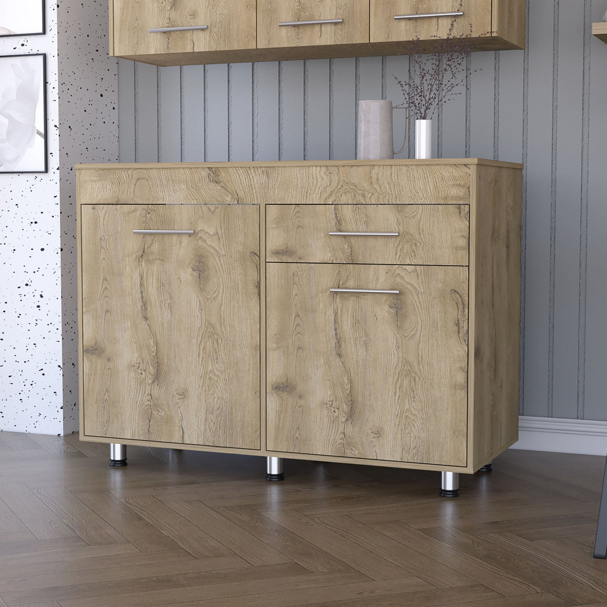HMS 47\" Natural Console Accent Cabinet Three Shelves and One Drawer Elegant Console Tables