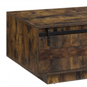 HMS 47\" Coffee Table with Drawer and Shelf Brown and Black Melamine Veneer Wood Material