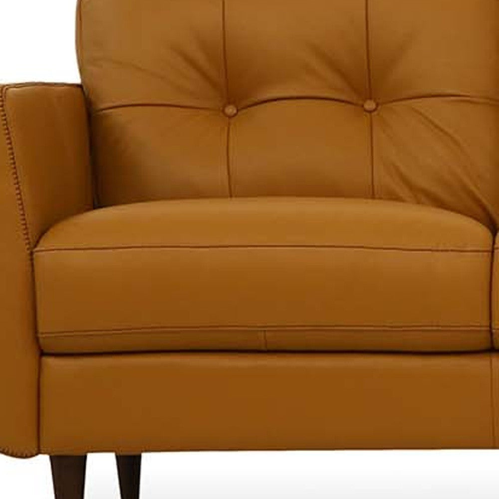 HMS 83 Orange Leather L-Shape Sofa with Black Legs Contemporary Living Room Furniture for Home Use