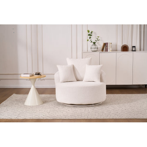 LY-031WH Single-Seater Swivel Compression Chair Crochet Yarn Full Sponge Material for Home Living Room Office Furniture