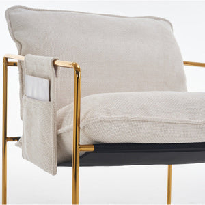 Modern Furniture Two-piece Living Room Chair, Cushioned Hanging Armchair, Metal Frame with Armrest Pocket