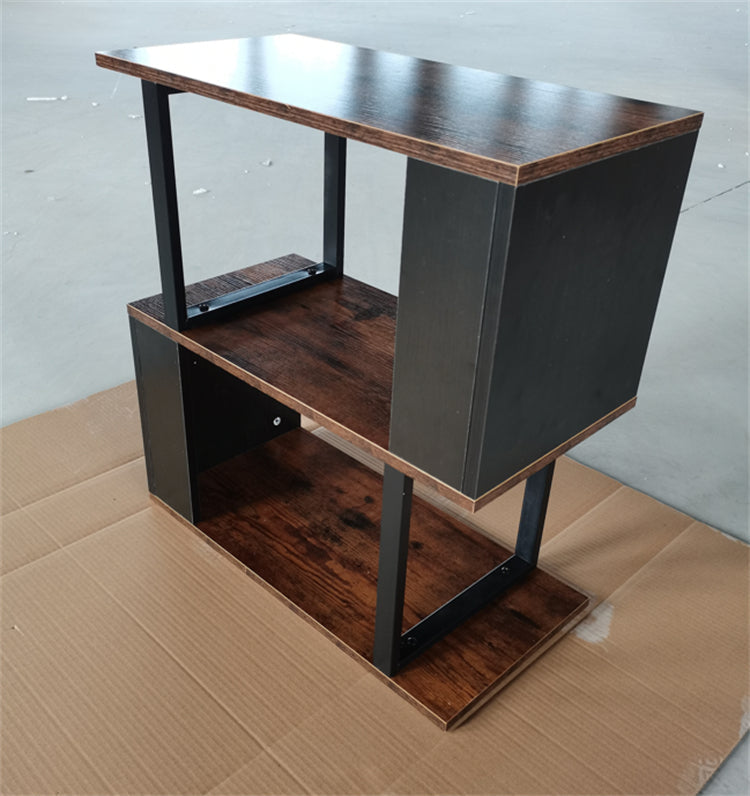 YQ FOREVER Modern Wooden Bookshelves Corner Desk Bookcase Combination Wood MDF Display Rack