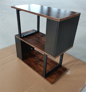YQ FOREVER Modern Wooden Bookshelves Corner Desk Bookcase Combination Wood MDF Display Rack