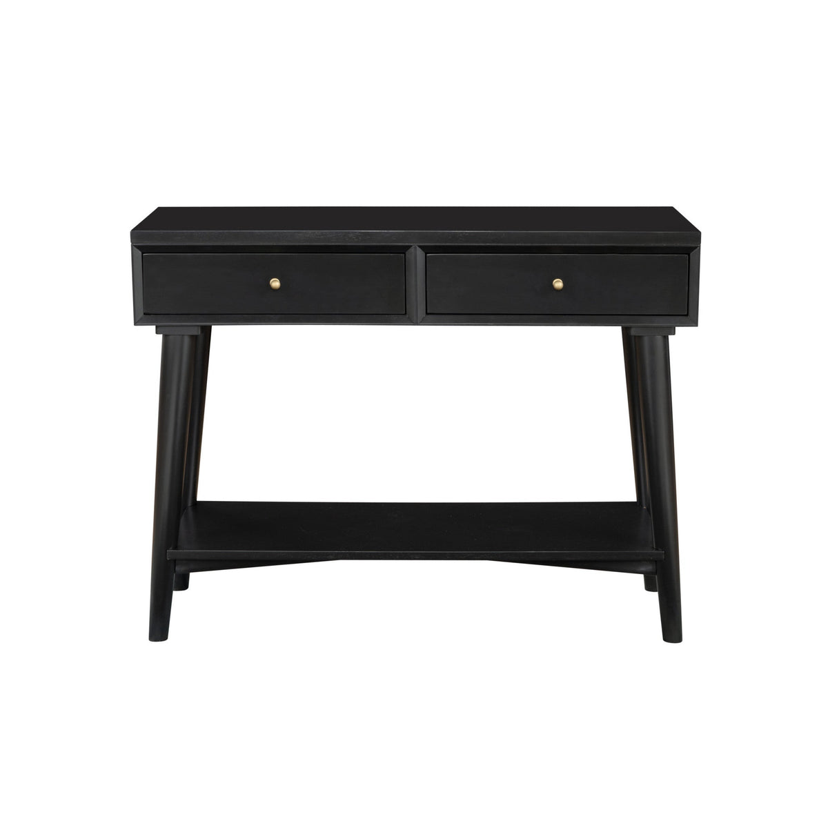 HMS 42\" Black Floor Console Table with Shelves Drawers Versatile Furniture for Entry Living Room Hotel Bedroom Farmhouse