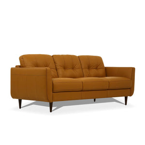 HMS 83 Orange Leather L-Shape Sofa with Black Legs Contemporary Living Room Furniture for Home Use
