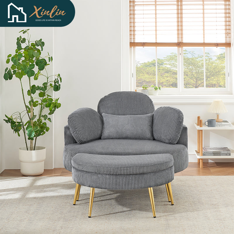 43-Inch Single Grey Velvet Chair Soft and Comfortable for Outdoor Bedroom Hotel Use Nordic Design Style Free Shipping