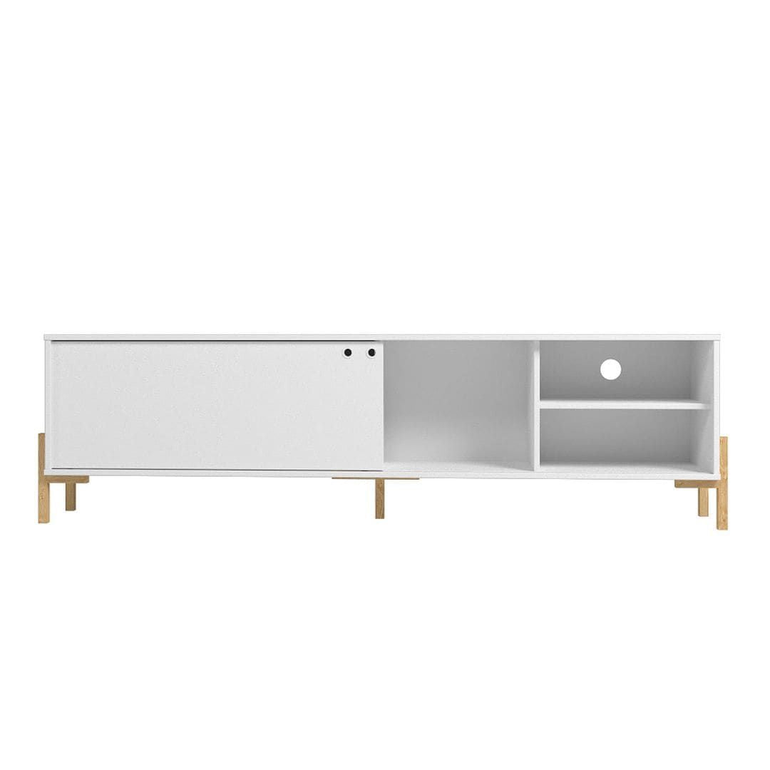 Manhattan Comfort Bowery 72.83 TV Stand With 4 White and Oak Shelves