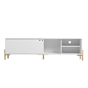 Manhattan Comfort Bowery 72.83 TV Stand With 4 White and Oak Shelves