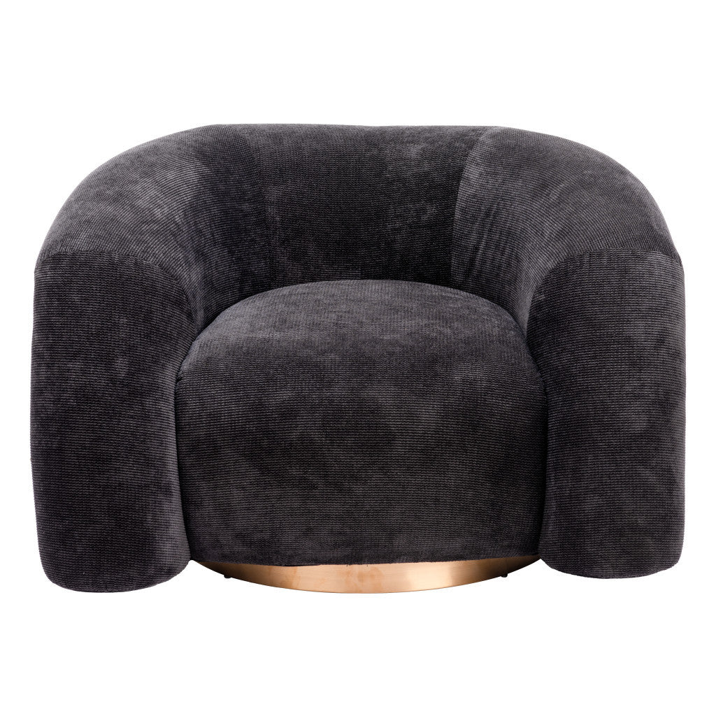 HMS 37 Black and Gold Faux Shearling Arm Chair with Upholstered Accent Elegant Living Room Furniture