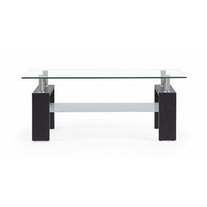 HMS 43\" Elegant and Modern Square Glass Coffee Table with Shelf for Home Office Dining School Hospital Villa