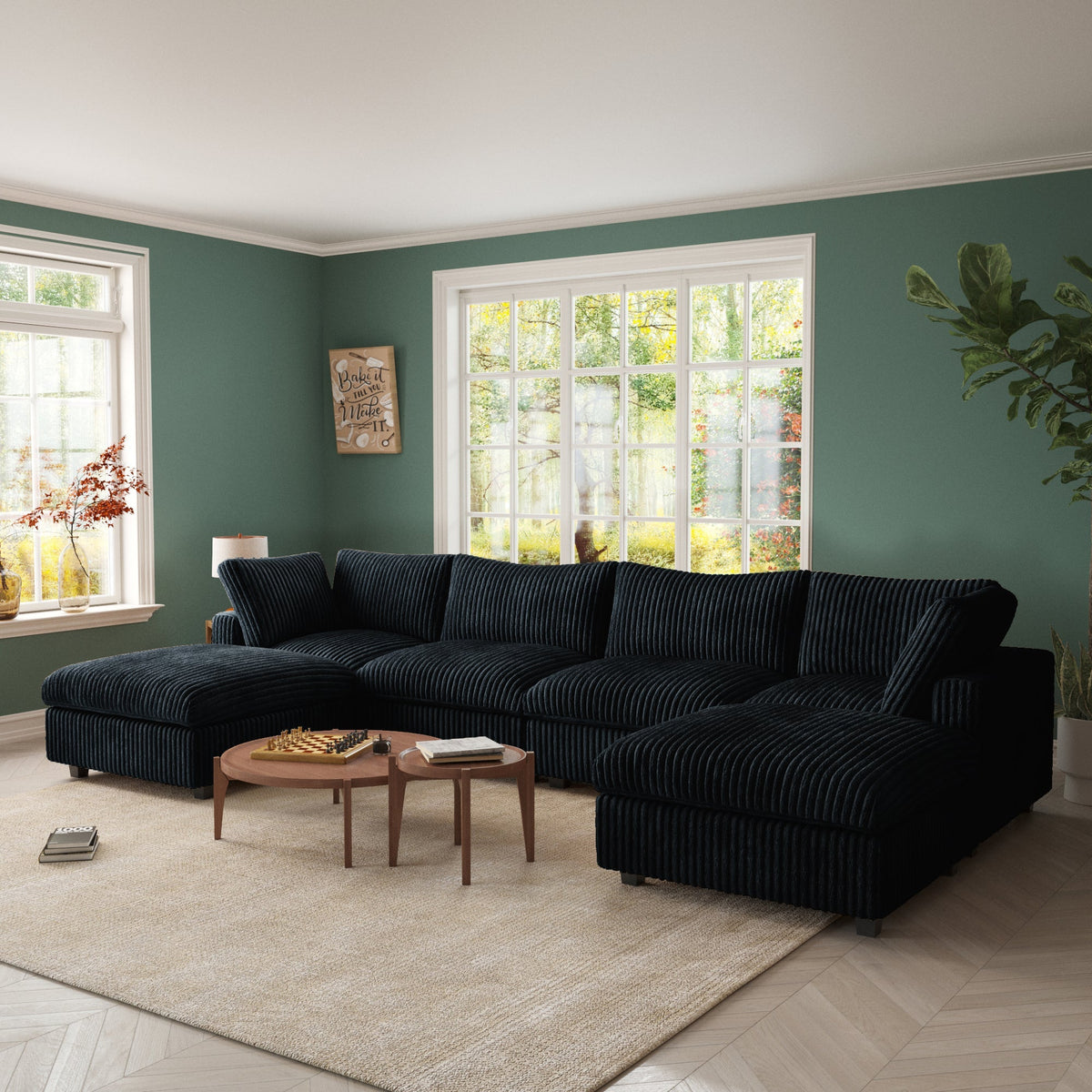 ATUNUS USA in Stock Drop Shipping Sofa American Traditional Living Room Furniture Corduroy Modular Sectional Couch Sofa Sets