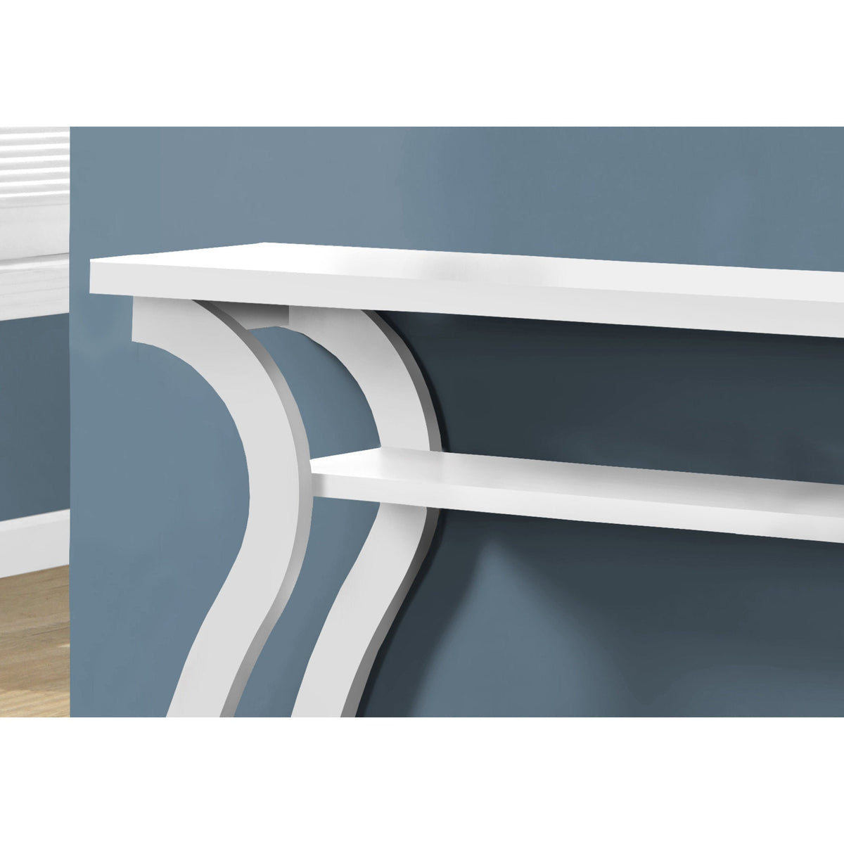HMS 47\" Luxury White Floor Console Table Mirrored Shelves Entry Living Room Hotel Bedroom School Luxury Rustic Panel Storage