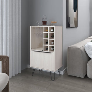 Sleek Gassville Bar Cabinet for Living Room with Wine Glass Rack Bottle Storage Glass Door