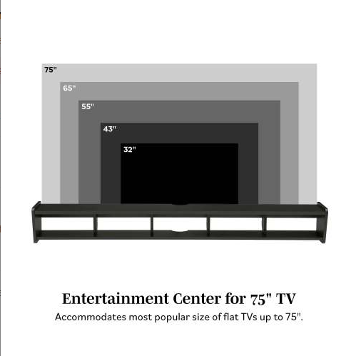 FCJ Contemporary Wall-Mounted Floating TV Stand Solid Black Foldable Modern TV Console Furniture for Living Room Solid Panel
