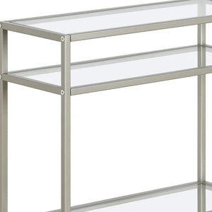 HMS 24\" Nickel Steel End Table with Two Clear Glass Shelves Console Tables