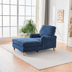 Modern Mid-Century Indoor Oversized Chaise Lounger Comfort Sleeper Sofa with Soild Wood Legs